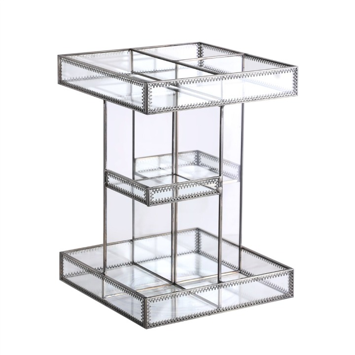 Turn the glass makeup organizer 360 degrees