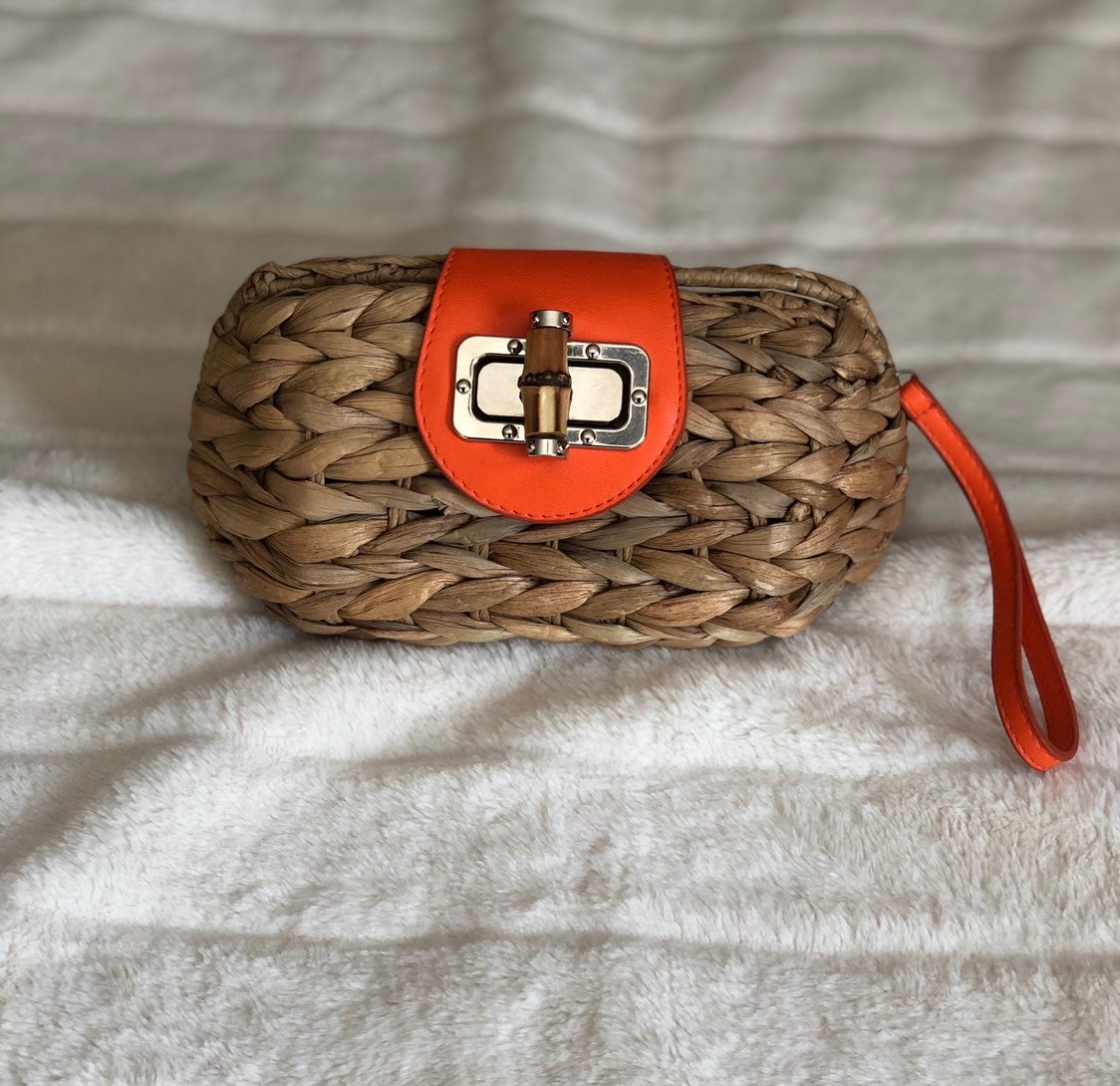 Natural Straw Clutch / Wristlet