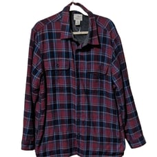 L.L. Bean traditional fit plaid Fleece-Lined Flannel Shirt shacket Cotton L-Reg