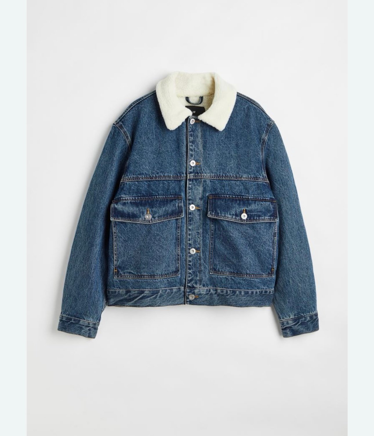 H&M Lined Borg-Collar Denim Jacket