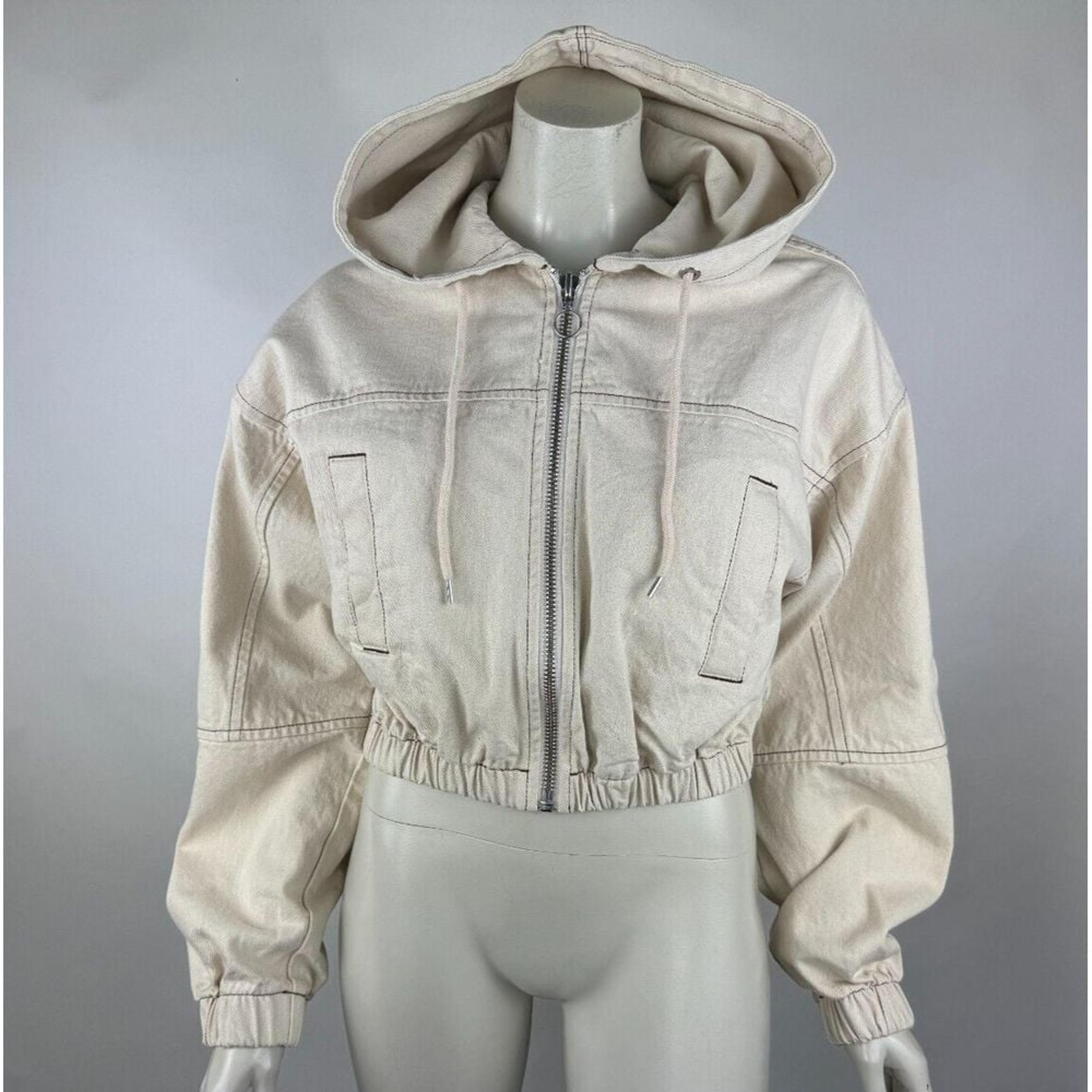 UO Urban Outfitters Hooded Cropped Bomber Jacket Women S EUC Cotton Full Zip