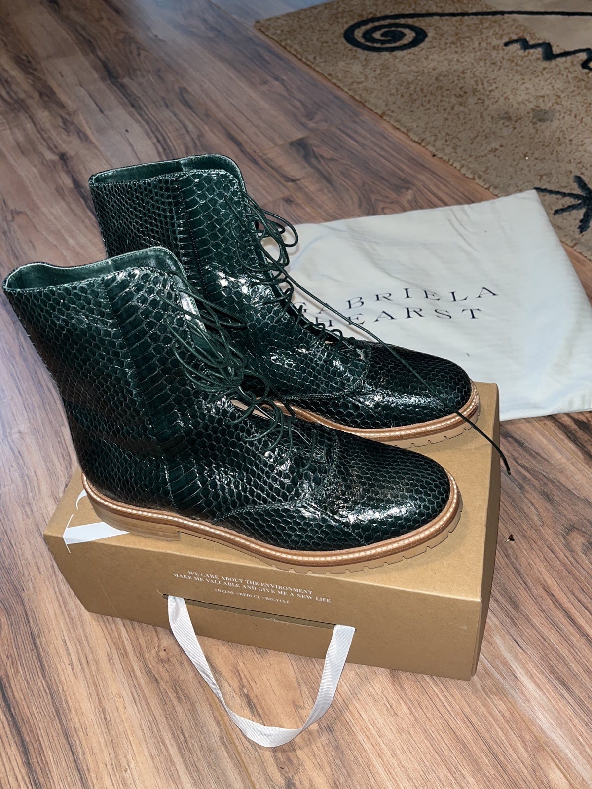 Gabriela Hearst Embossed Snakeskin Combat Boots