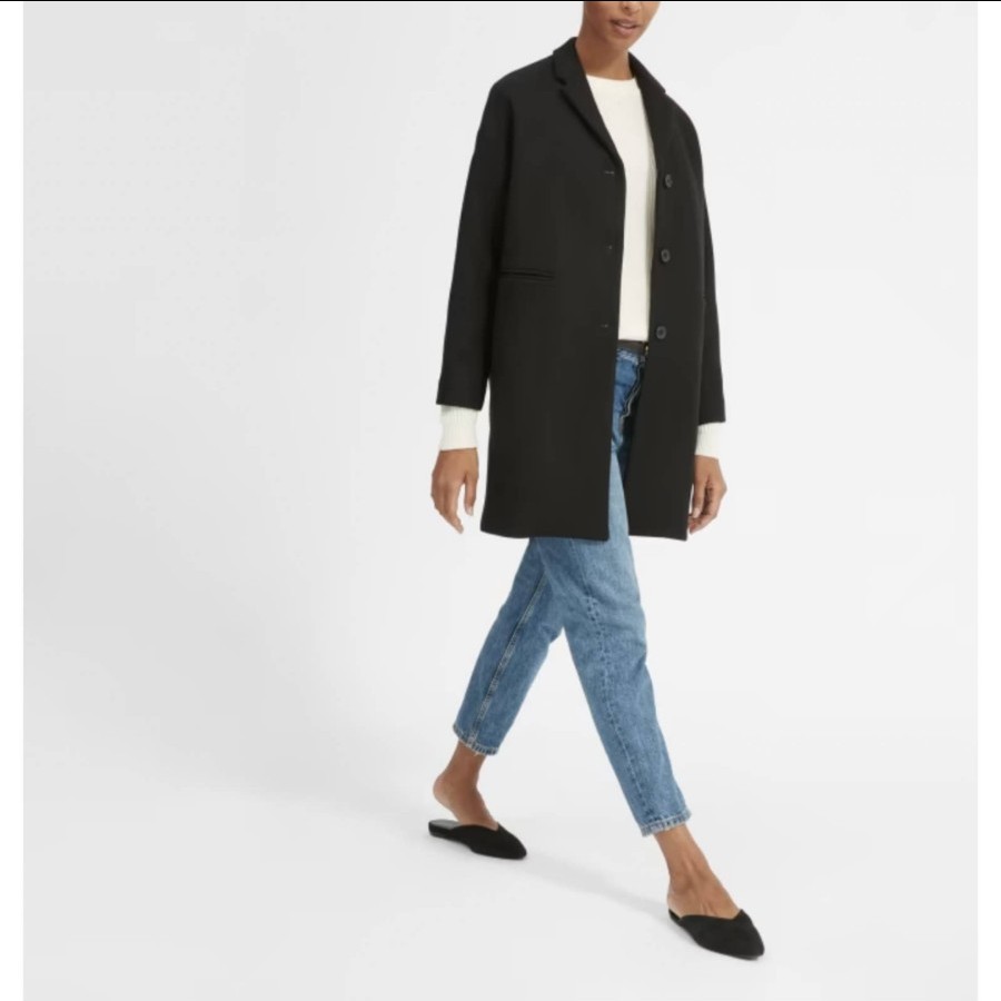 Everlane Womans Cocoon Black Wool Over coat