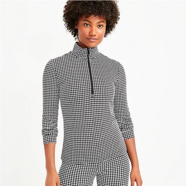 Lou & Grey Houndstooth Feel Good Zip Top