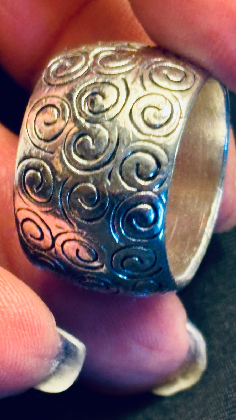 Artisan Crafted Solid Sterling Silver .925 Statement Ring Wide Rounded Band 7.5