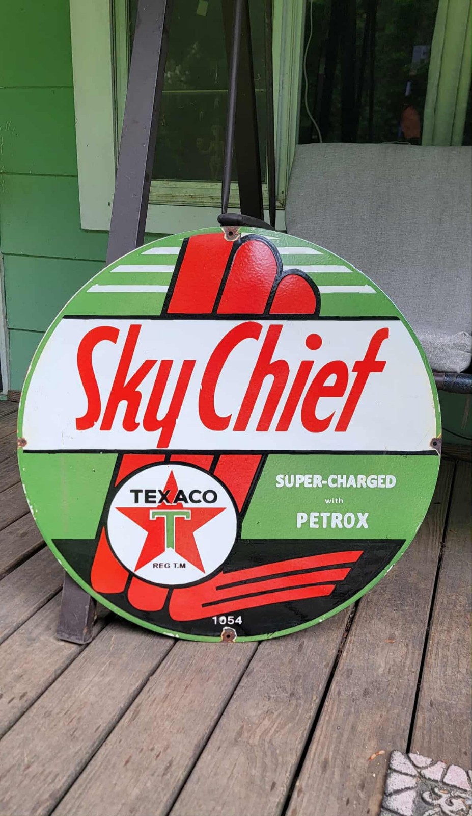 Texaco Sky Chief gasoline porcelain sign