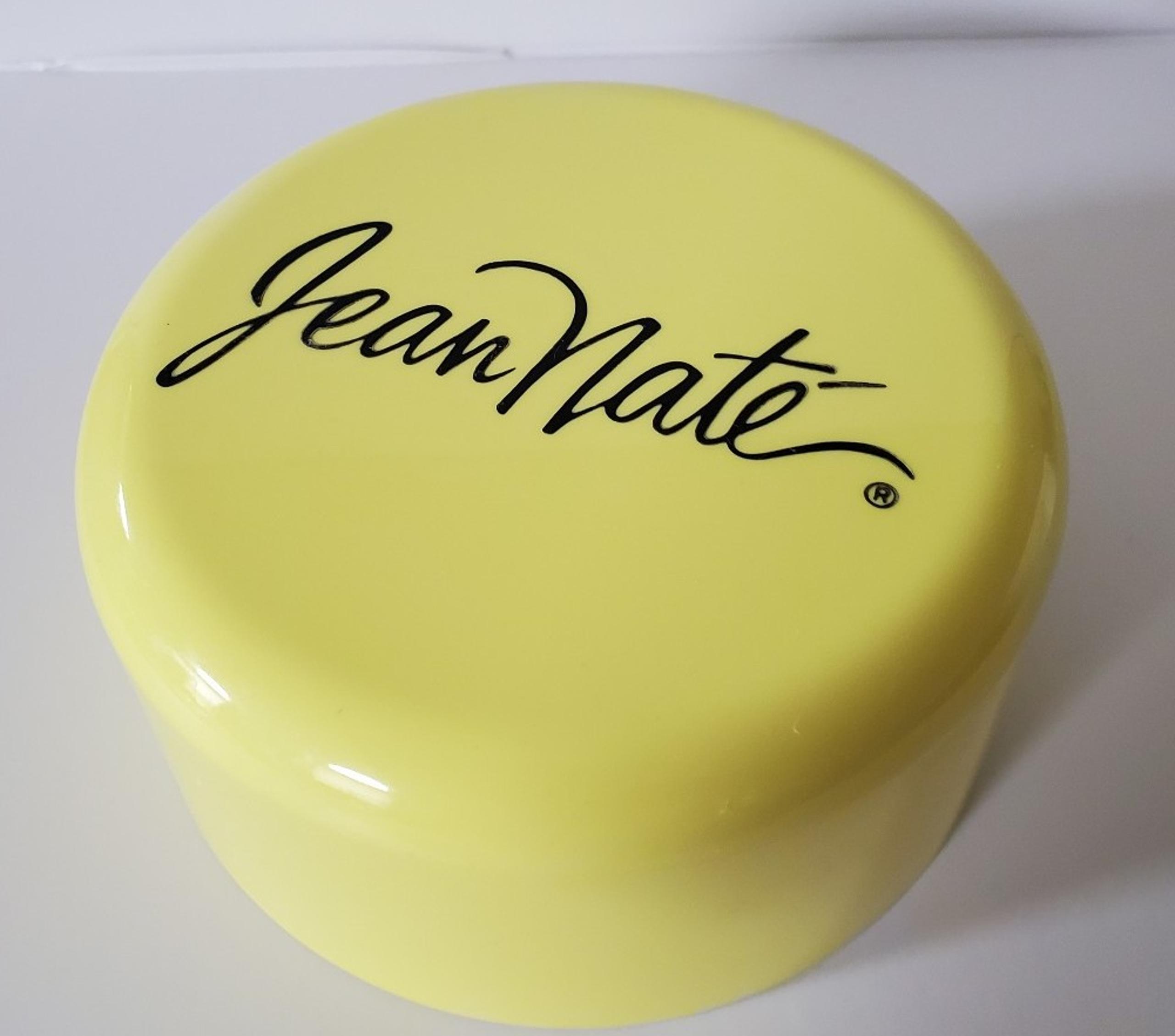 Vintage Jean Nate EMPTY Silkening Body Powder Round Container Bright Yellow