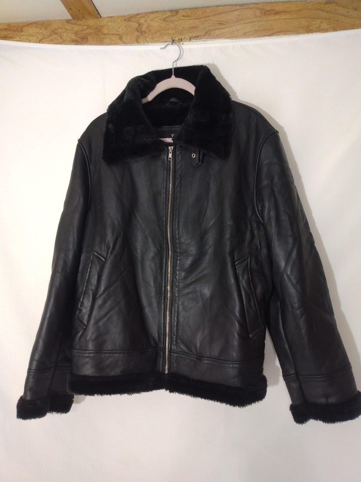 Womens The Jacket Maker Black Soft Leather Motorcycle Jacket Sherpa Lined Sz 3XL