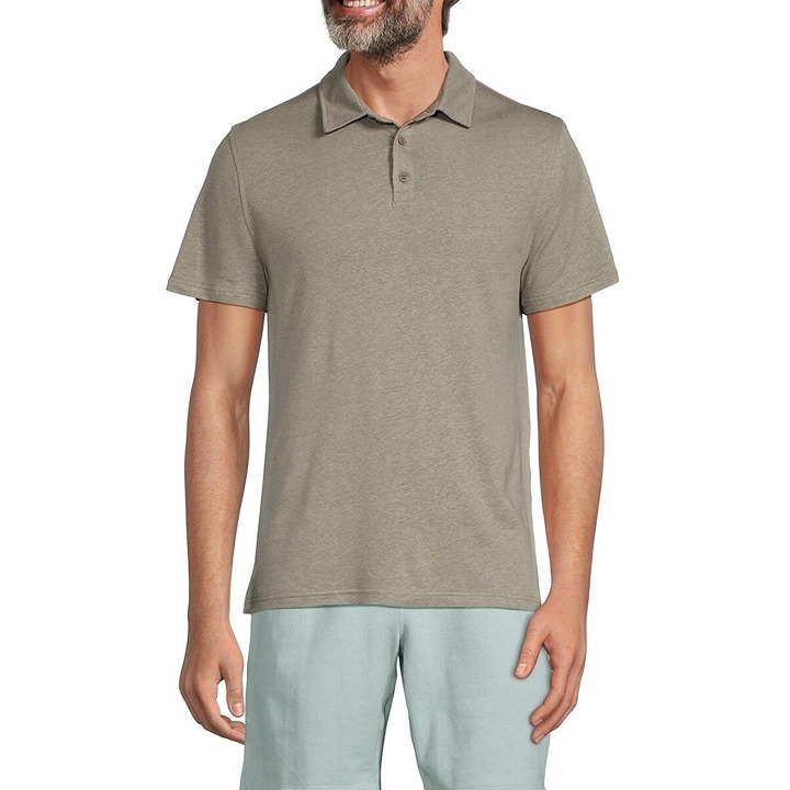 Onia Mens Short Sleeve Solid Gray Linen Blend Jersey Polo Shirt New XL