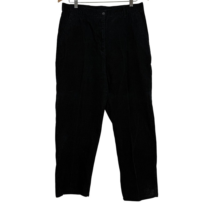 Vtg Woolrich Wide Wale Corduroy Trouser Pants 12 High Rise Bareback Black Cotton