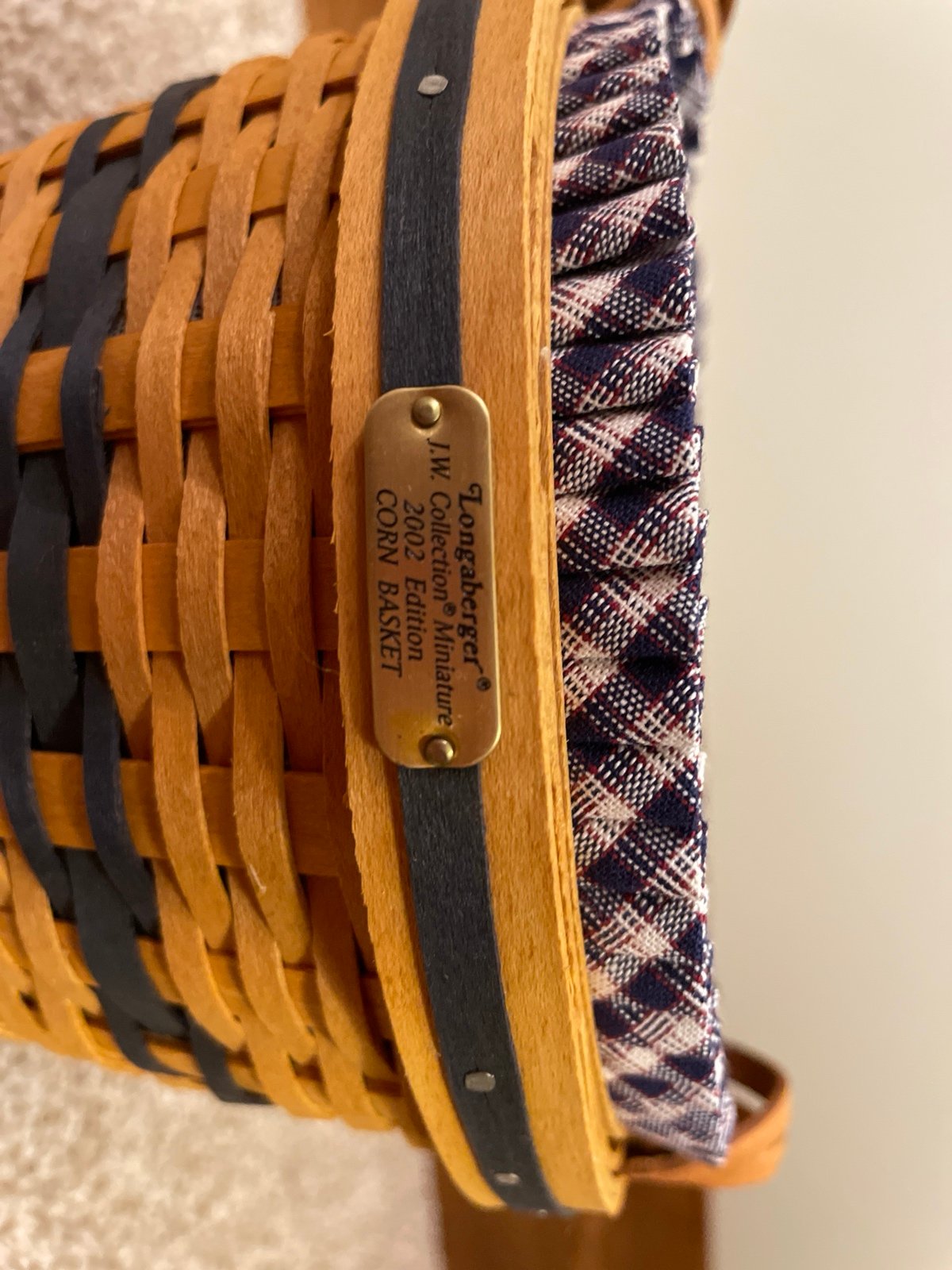 Vintage Longaberger 2002 JW Collection Miniature Corn Basket With