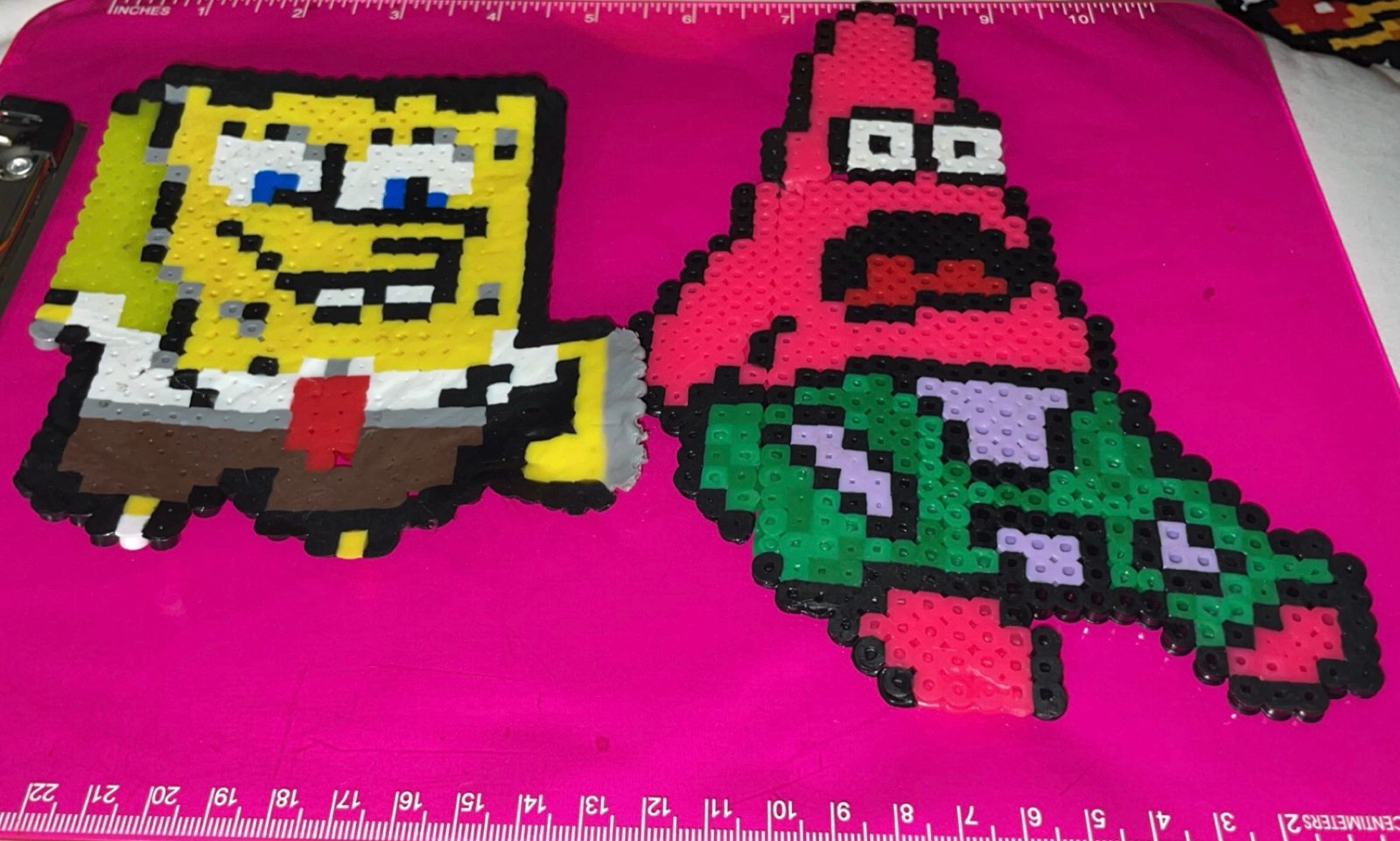 SpongeBob and patrick duo perler bead art