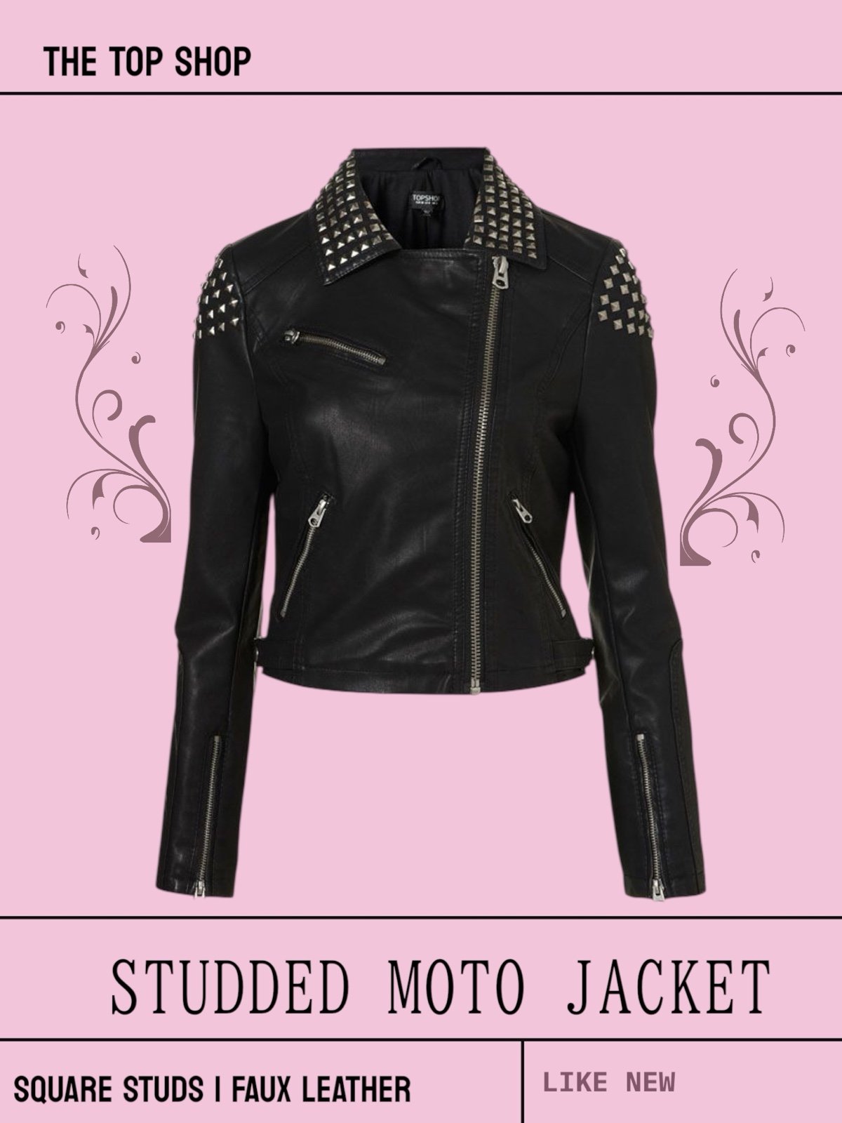 Top Shop Black Studded Moto Jacket