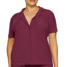 Skims Soft Lounge Ribbed PJ Top in wine size S