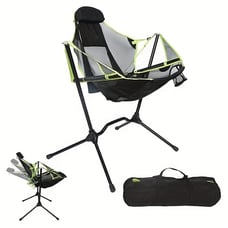 1pc Folding Reclining Swing Chair with Pillow for Outdoor Fishing and Camping