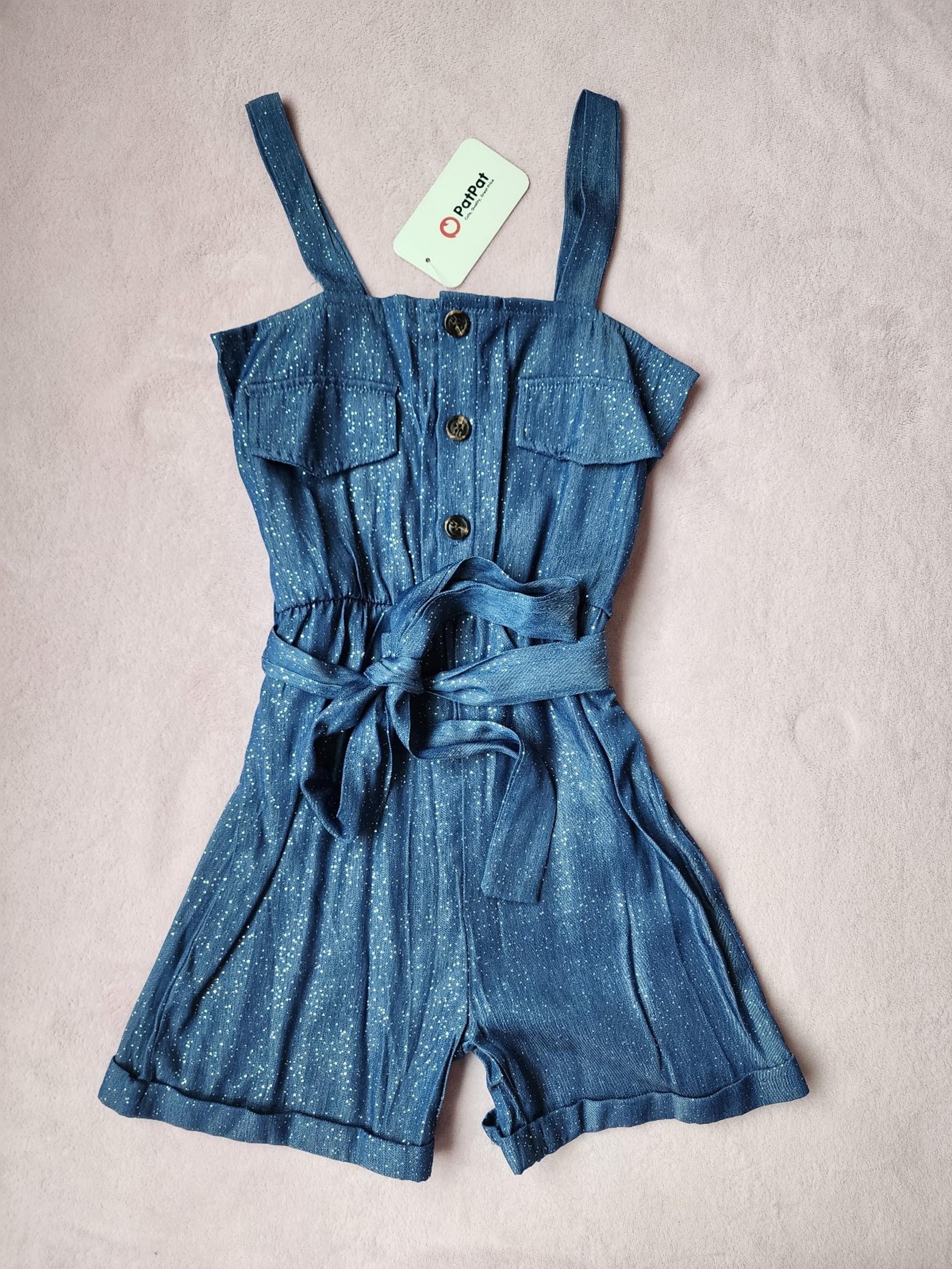 Girls Denim Print Romper NWT
