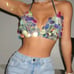 NEW Holographic Iridescent Disc Chainmail Triangle Top for Festival Size SM-MED