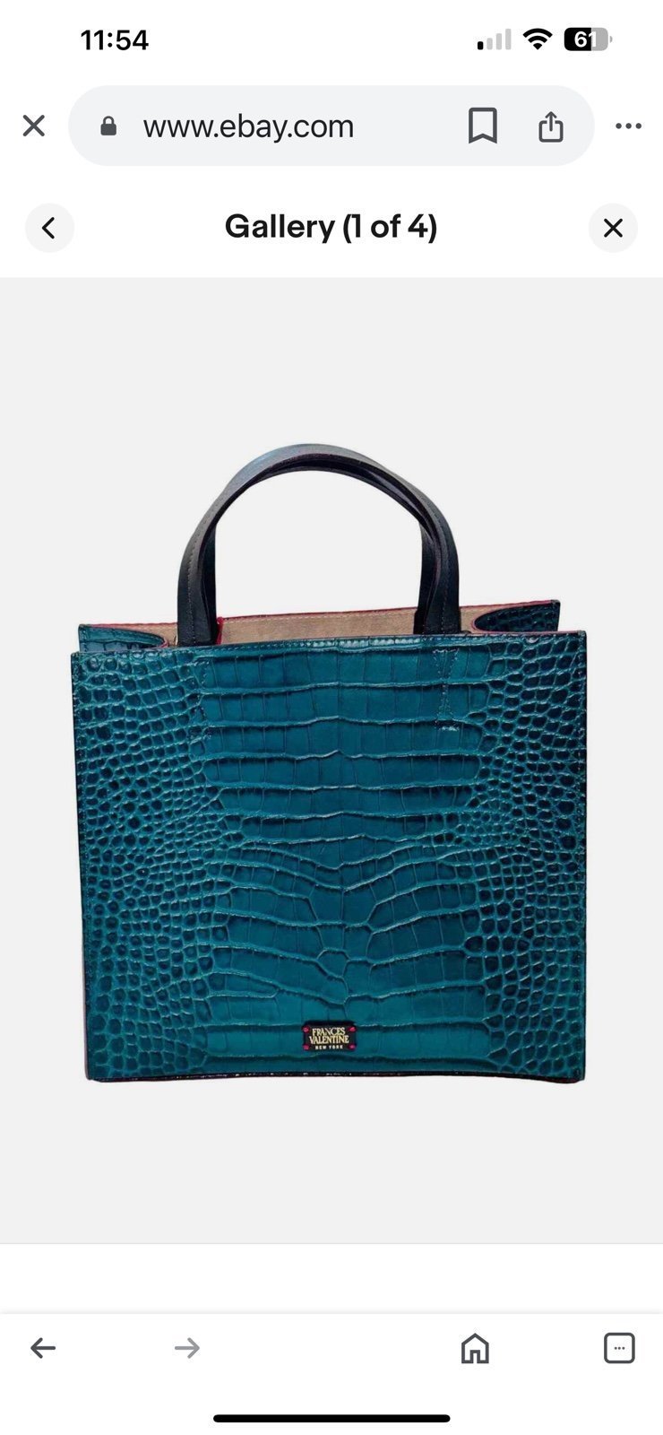 Frances Valentine Margot Croc Embossed Leather Tote ~ Blue
