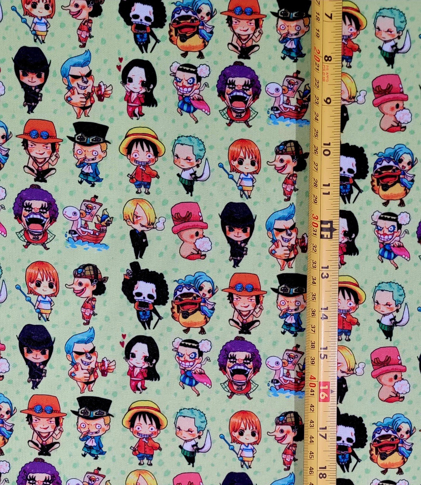 ONE PIECE ANIME CHIBI GREEN FABRIC 1 YARD (36 X58 ) BRAND NEW