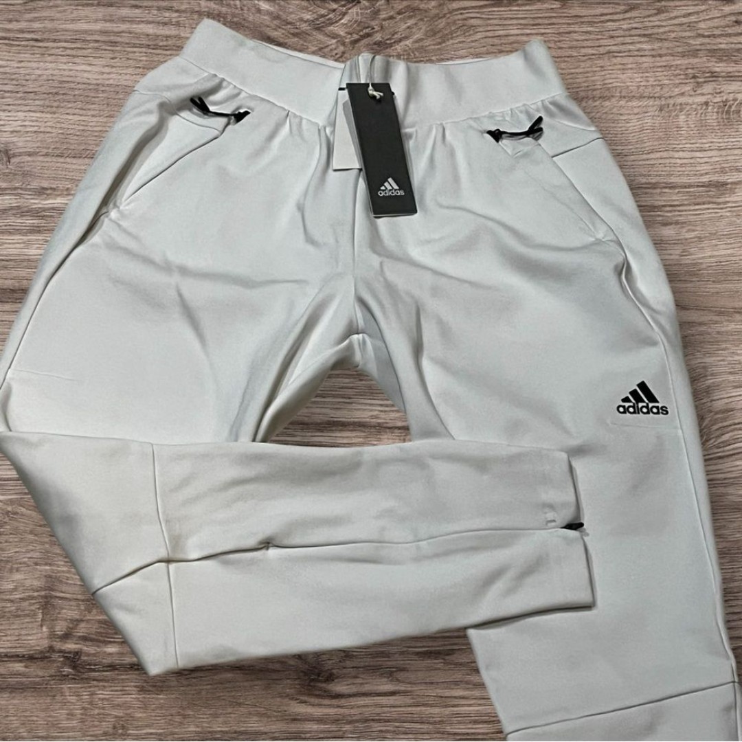 White Sweatpants Tapered Fit Elastic Waist ZNE TAPP PANT Zip Pockets Ladies S