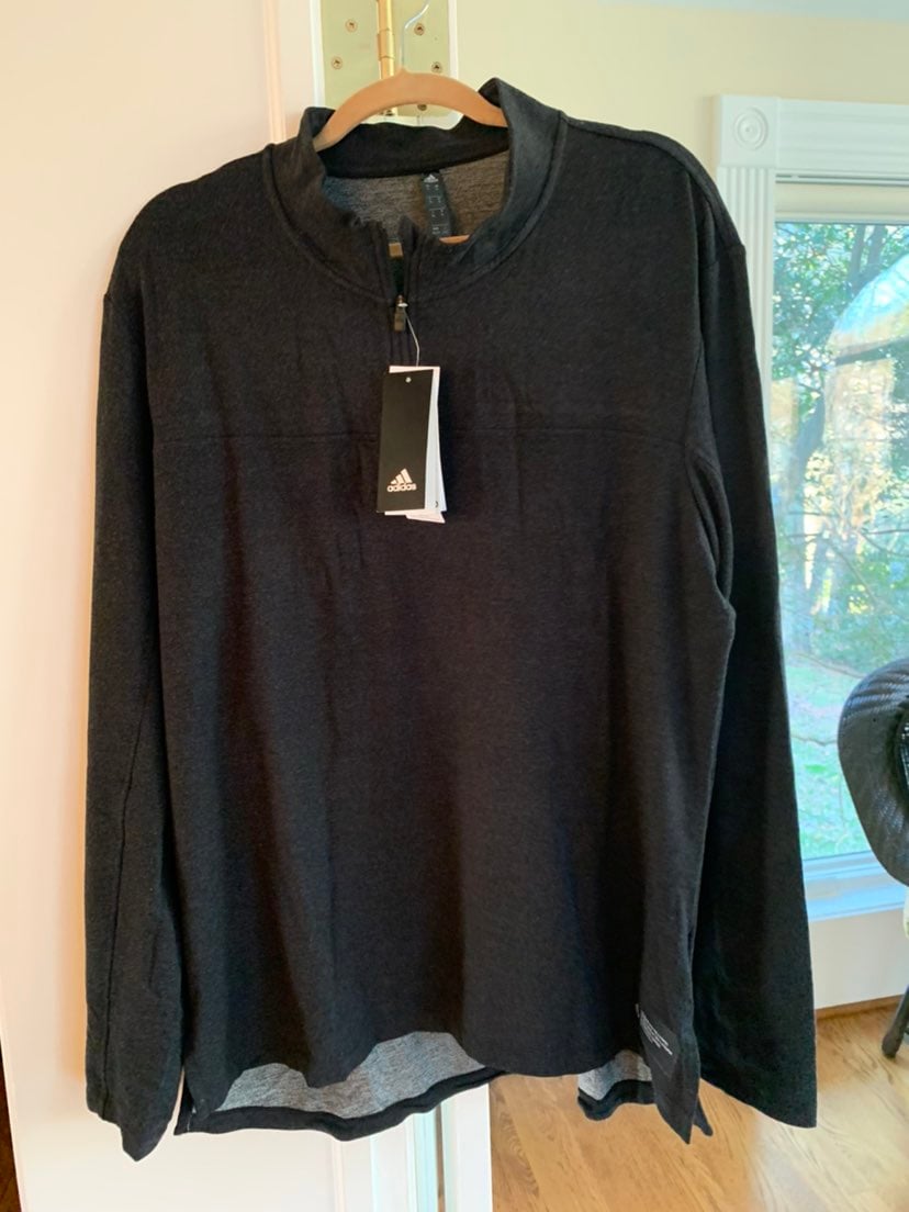 Adidas Aeroready Mens XL Charcoal Gray 1/4 Zip Long Sleeve Pullover Shirt GL7055