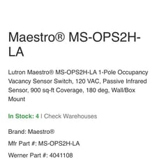 Lutron Occupancy Sensor Switch MS-OPS2H-LA brand NEW 5 for 45 dollar