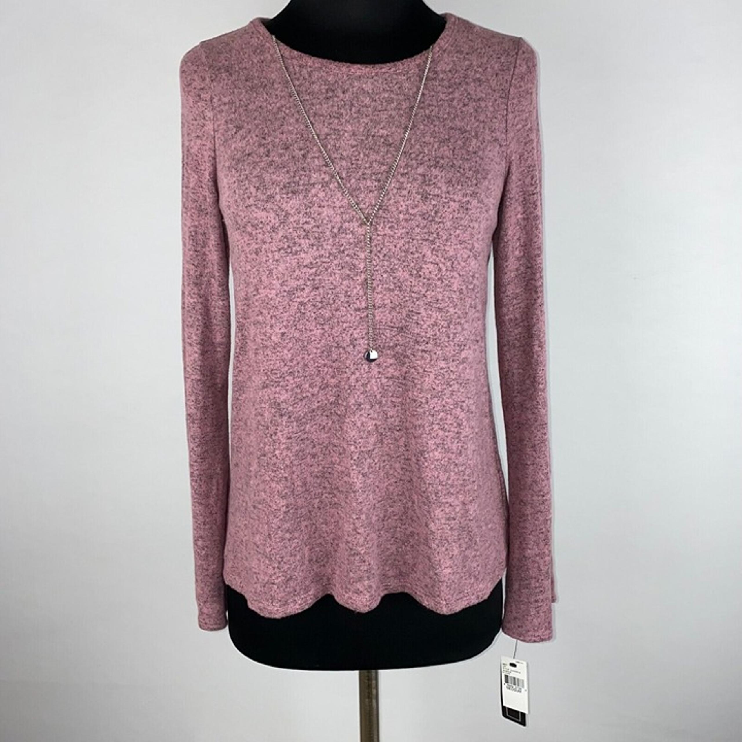 A. Byer Juniors M Knit Top Tie Keyhole Back Long Flare Sleeves Necklace Accent