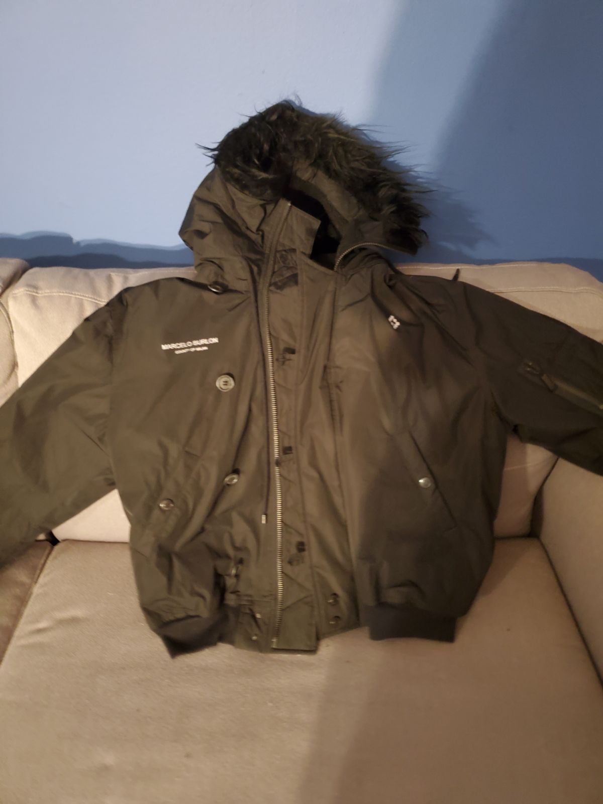 Marcelo burlon sherling bomber coat