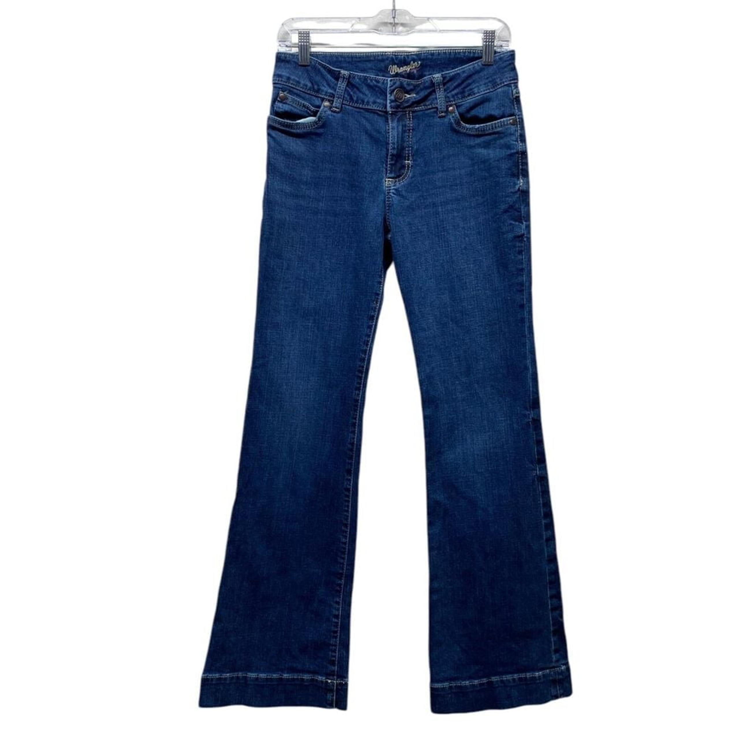 Wrangler Retro Mae Womens Sz 5x32 Mid Rise Denim Wide Leg Jeans Western Stretch