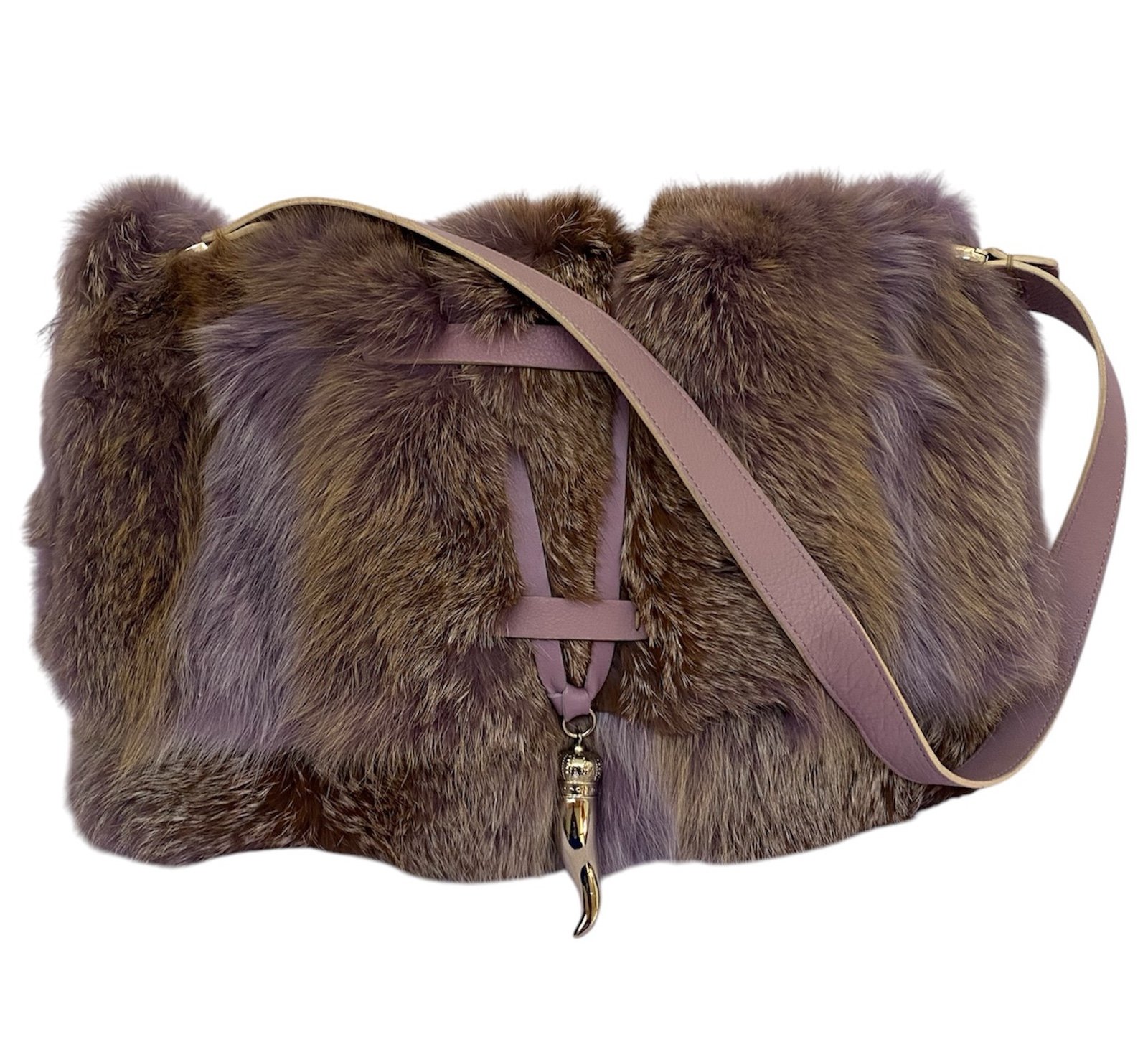 Falor genuine fur flap over shoulder bag-Made in Italy
