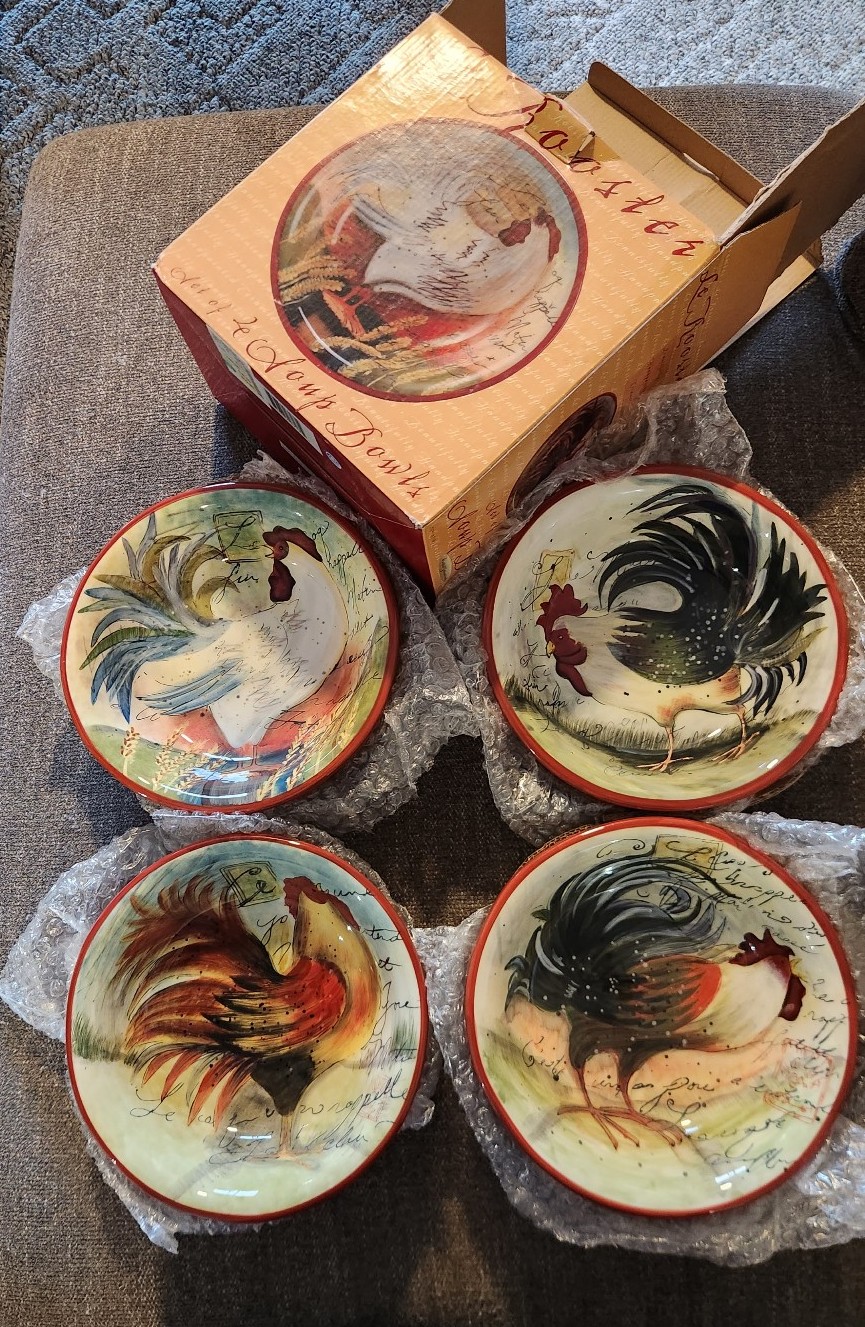 Le Rooster Set of 4 Soup Bowls