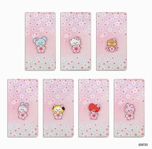 TATA BT21 CHERRY BLOSSOM PASSPORT COVER LONG