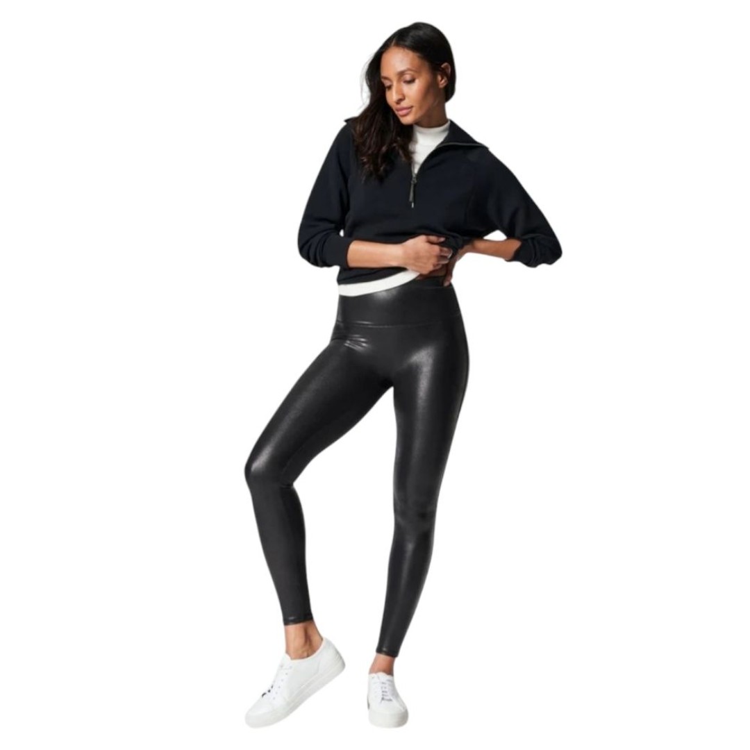 Spanx Black SPANXshape Faux Leather Leggings Size 1X