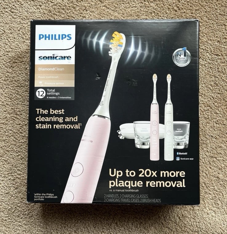 PHILIPS SONICARE DIAMONDCLEAN RECHARGEABLE ELECTRIC 2PK TOOTHBRUSH PINK/WHITE
