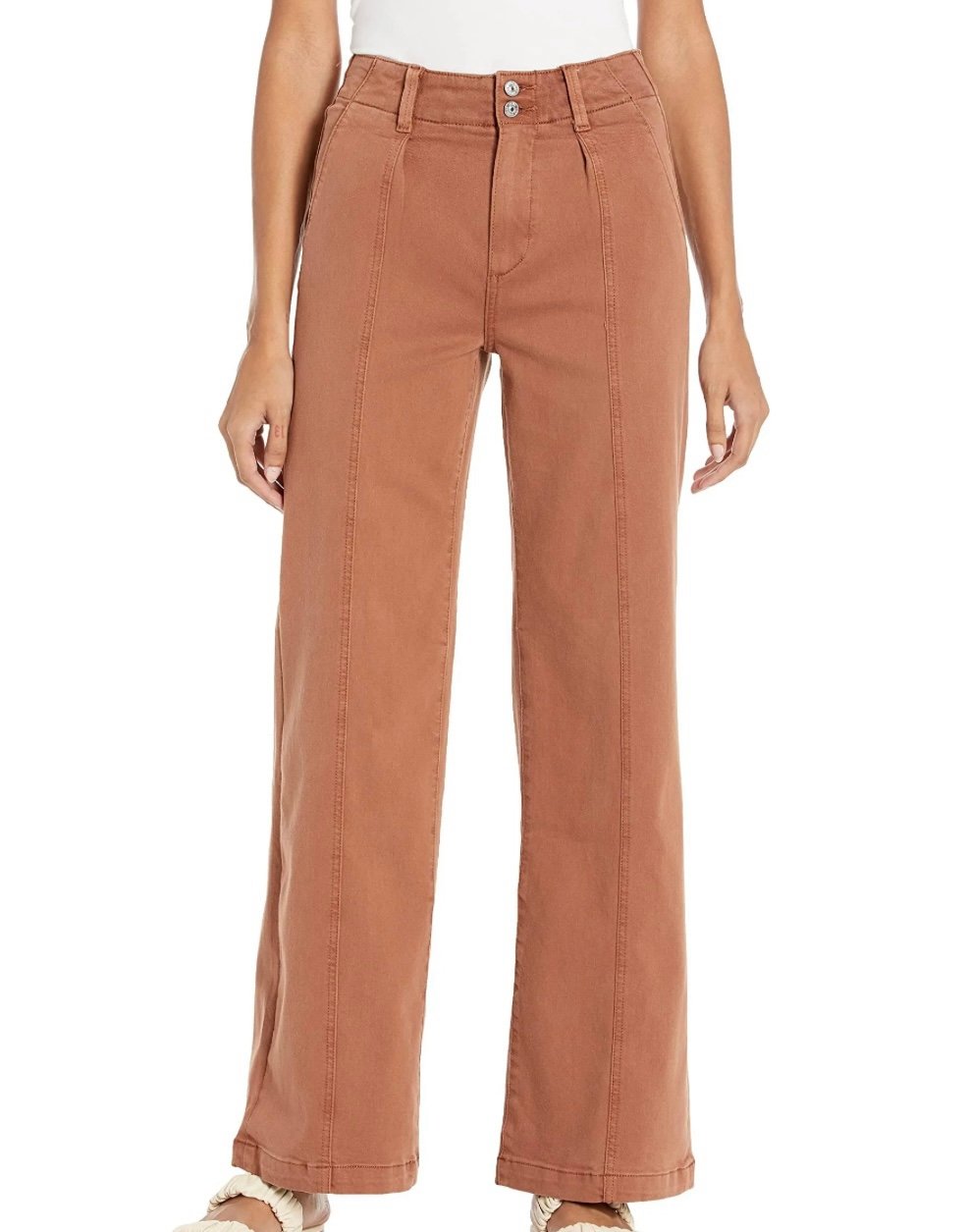 PAIGE Women’s Brooklyn Wide Leg Denim Pant “Vintage Mocha Bisque” Color SIZE 32