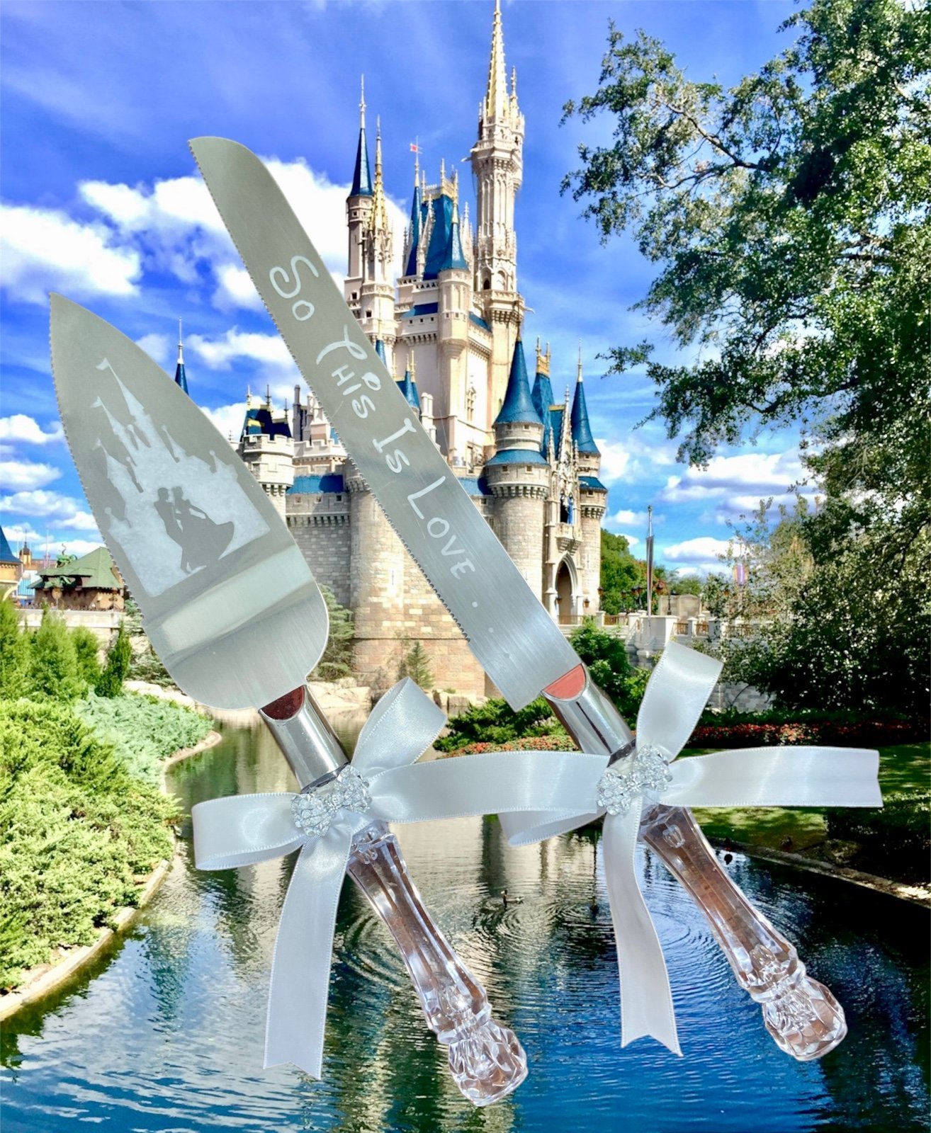 Cake knife set Disney inspired Cinderella wedding