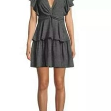 A.L.C. 100% Silk Viera Black & White Deep V-Neck Dress (Size 4)