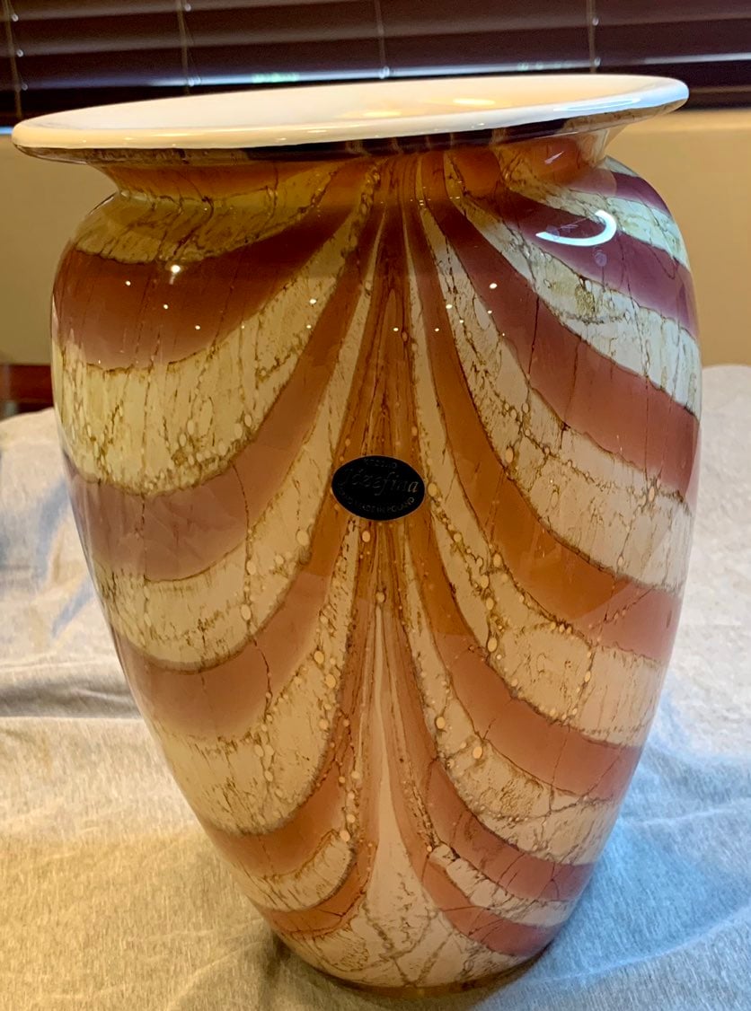 Vintage Glass Vase KROSNO JOZEFINA POLAND ART
