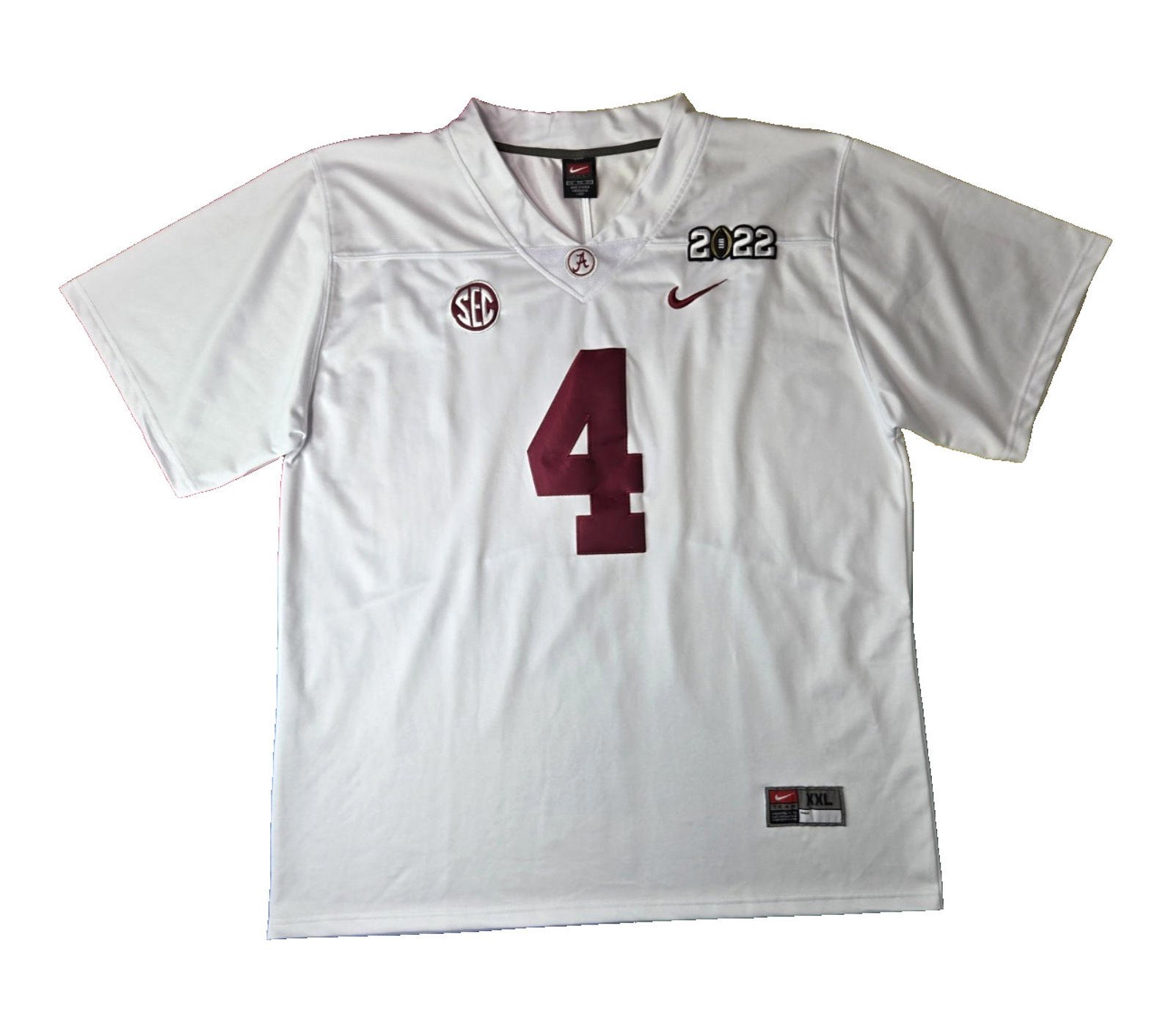 Nike Team Alabama Crimson Tide 2022 #4 Jalen Milroe White Jersey Mens XXL 2XL