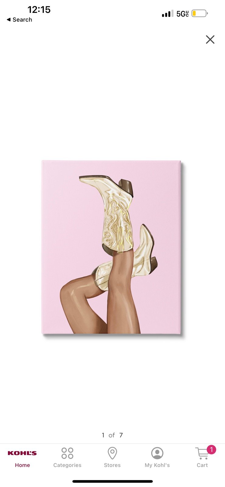 Cowgirl boot canvas picture