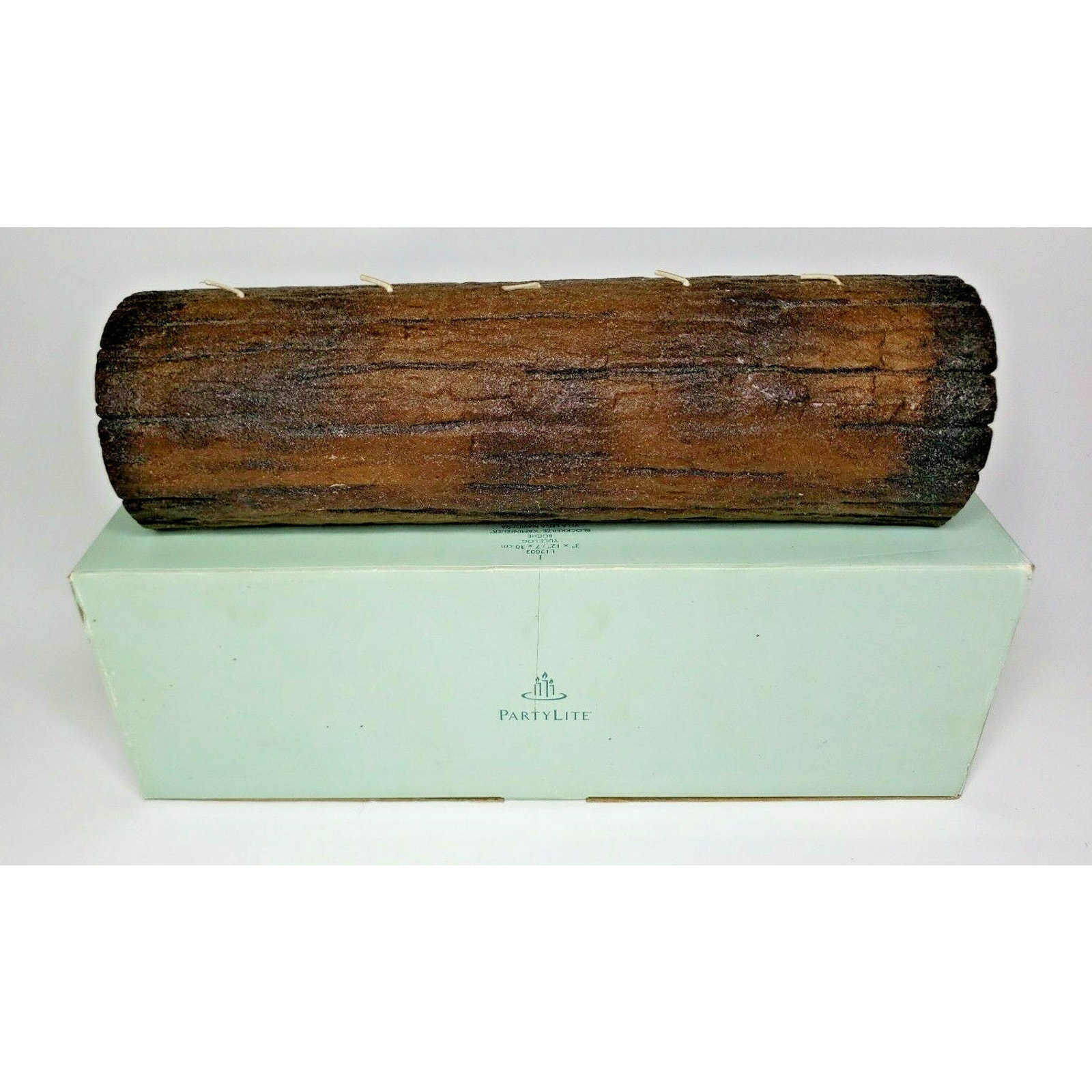 PartyLite Yule Log 5 Wicks 3 x12 Brown Candle New in Box HTF P6G/L12003