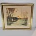Vintage Antique Etching Print European Village Bridge. Mystery Artist 32 x 28