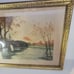Vintage Antique Etching Print European Village Bridge. Mystery Artist 32 x 28