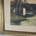 Vintage Antique Etching Print European Village Bridge. Mystery Artist 32 x 28