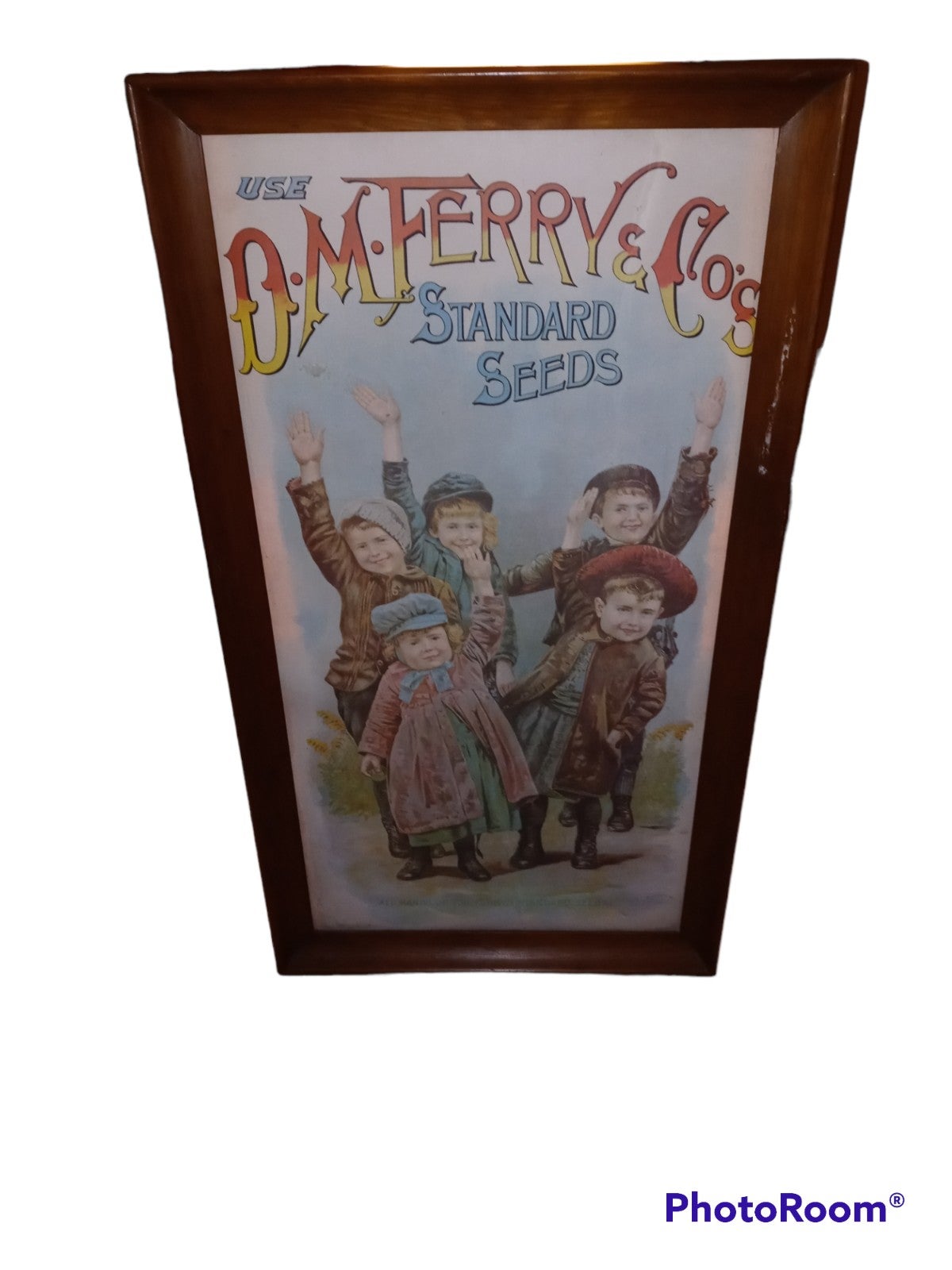 Vintage 1891 D.M. Ferry & Co. Seed Poster Framed 24x12.5”.