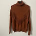 Philosophy Brown Cowl Turtleneck Sweater with Fringe Detail