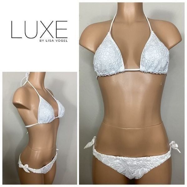 New. LUXE white lace bikini. Medium. Retails 149