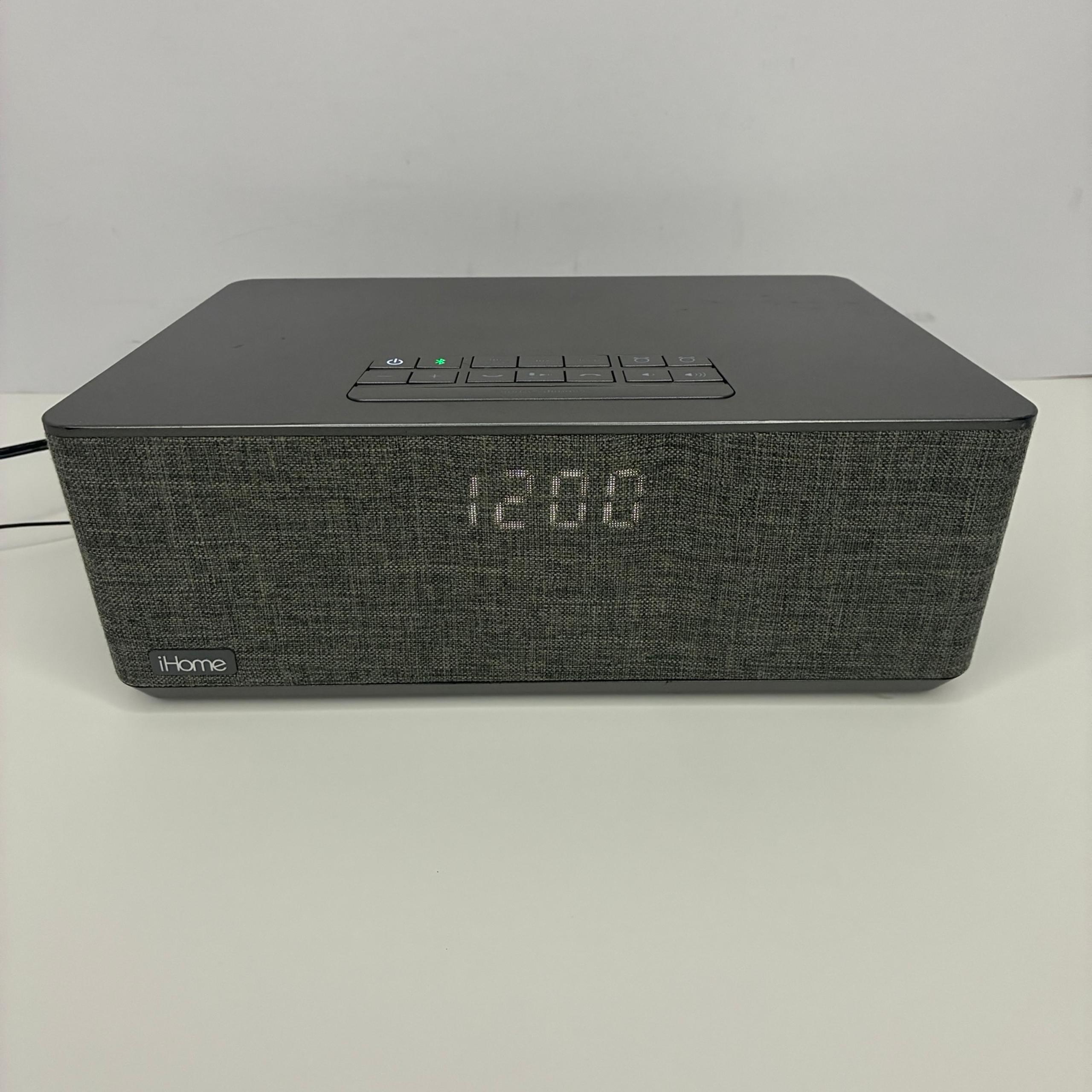 iHome iBT233V2 Bluetooth Dual Alarm FM Clock Radio - Gray Tested Working