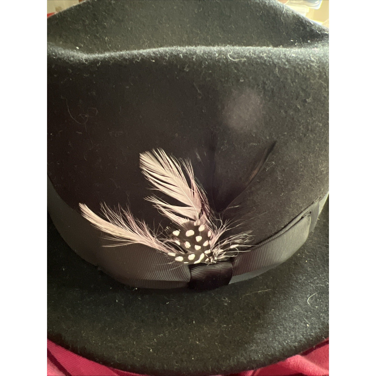 Mens Bruno Capelo Black Hat Australian Wool Fedora Teardrop Crown NWOT Feather
