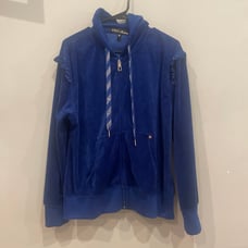 Bright electric blue velour hoodie